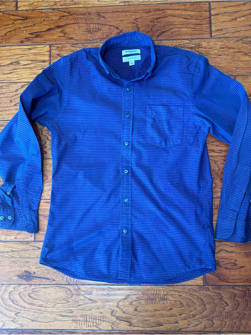 Goodthreads Blue Striped Long-Sleeve Button-Down Shirt